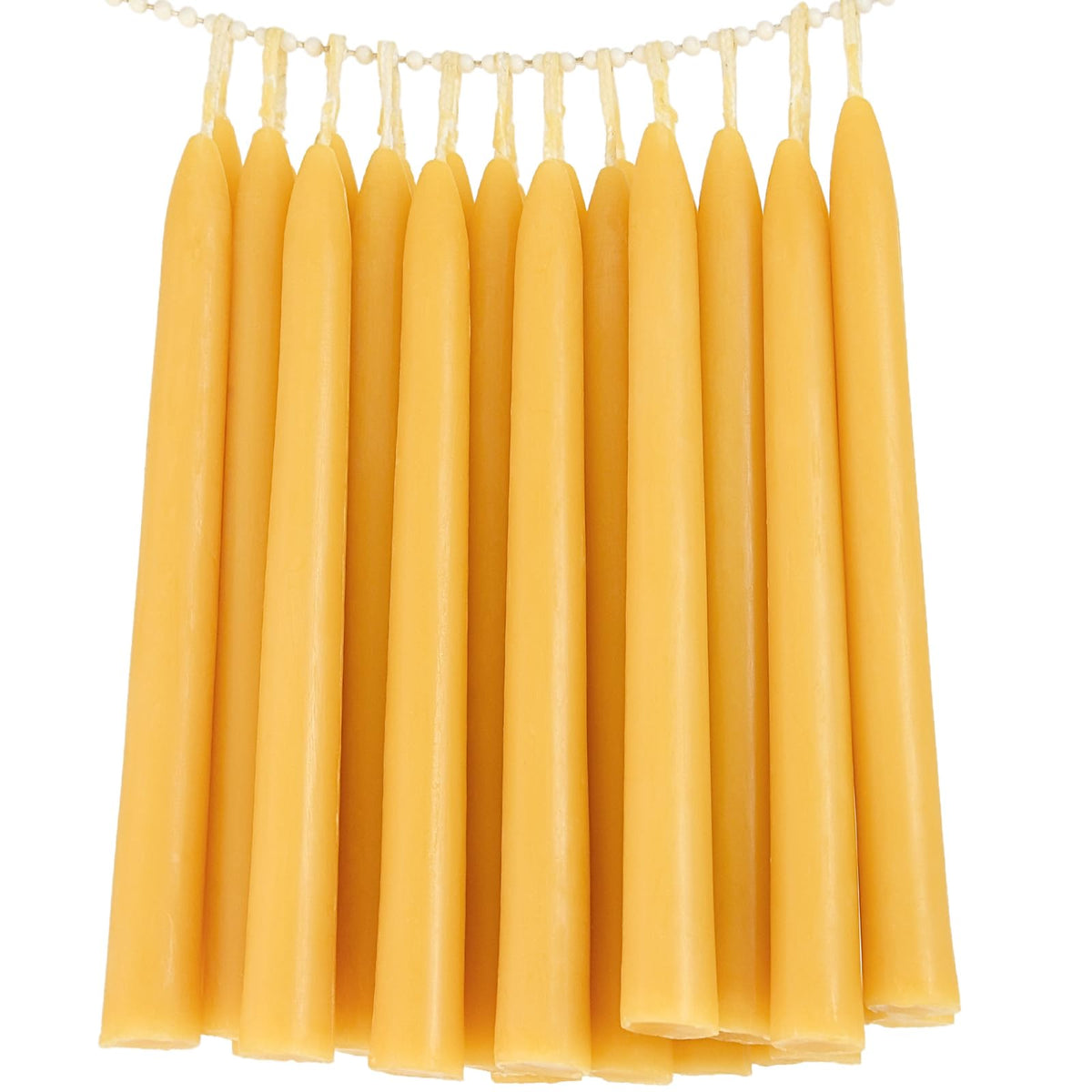 TELOSMA beeswax taper candles 8in yellow bulk pack for events and dining