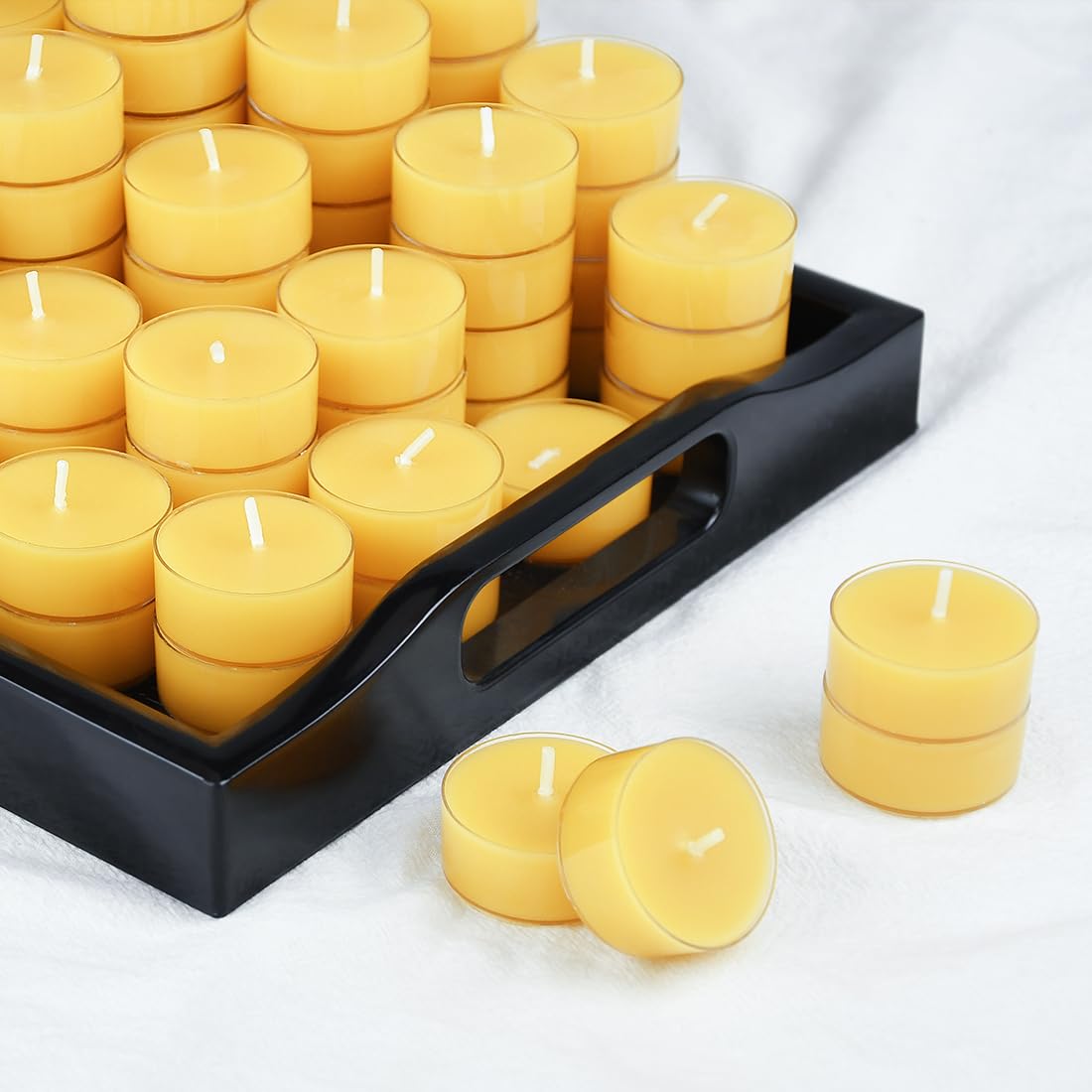 TELOSMA long-burn tealight delivers 4+ hours of gentle illumination.