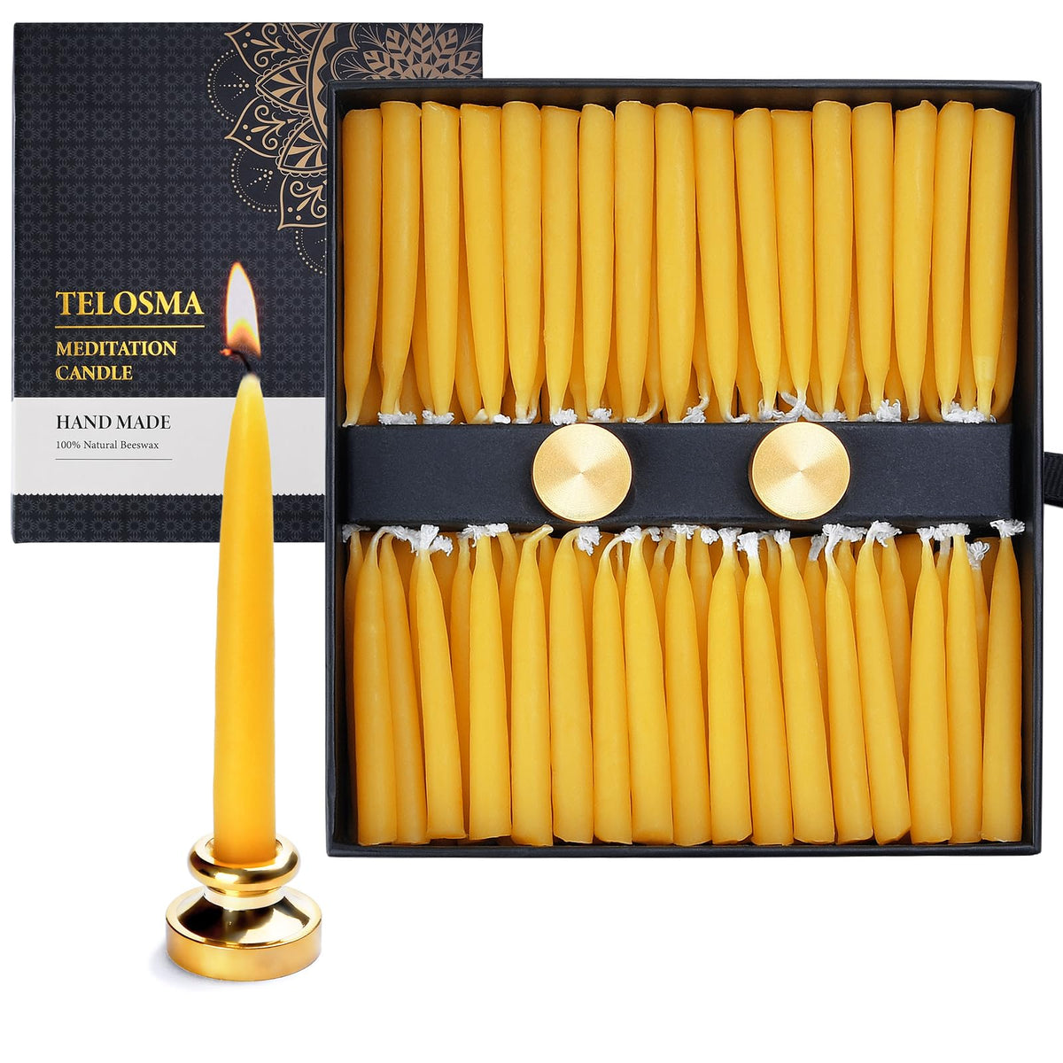 TELOSMA mini taper candles 2-inch for compact meditation setups with clean burn.