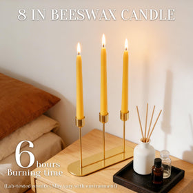 TELOSMA natural beeswax taper candles 8in for clean indoor lighting