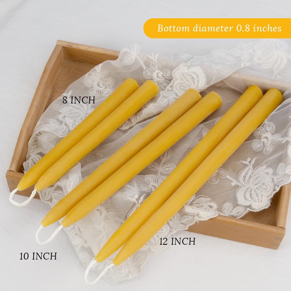 TELOSMA 24-pack beeswax tapers yellow for standard holders