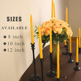 TELOSMA unscented beeswax taper candle 8in yellow for meals