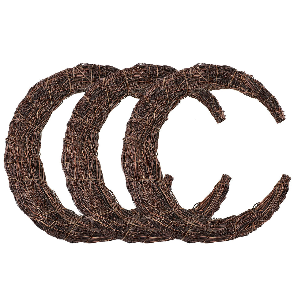 Temfmy Moon Wreath 14-inch crescent base in natural grapevine for durable DIY decor.