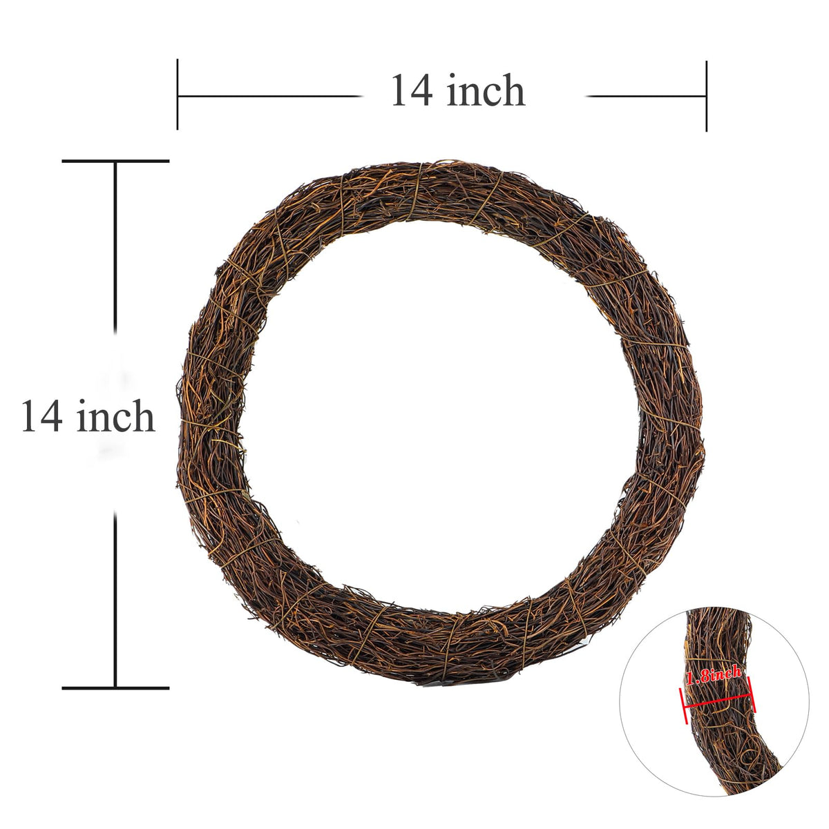Temfmy natural rattan twig wreath base ready for embellishments.