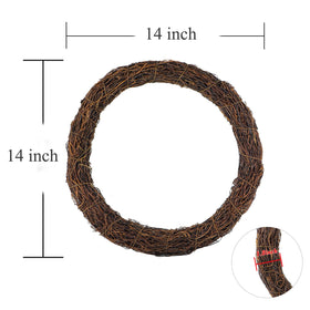 Temfmy natural rattan twig wreath base ready for embellishments.