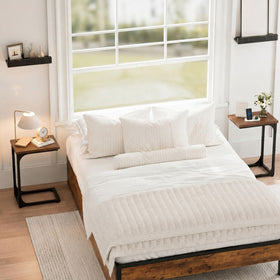 Slim space-saving C-shape design fits beside sofas and beds.
