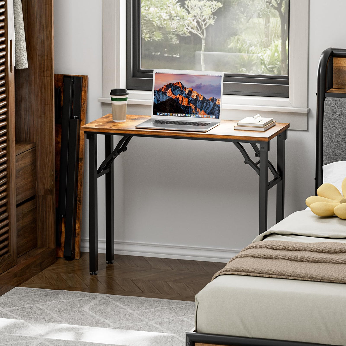 TEMI desk with adjustable feet keeps stable on uneven floors.