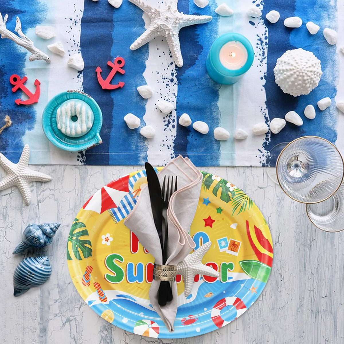 Temicle Hello Summer plates with umbrellas and waves enliven outdoor celebrations