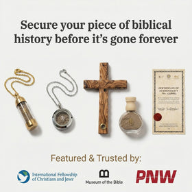Temple Mount Soil cross supports prayer and reflection.