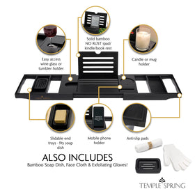Temple Spring bamboo tray book rest keeps tablets secure at eye level.