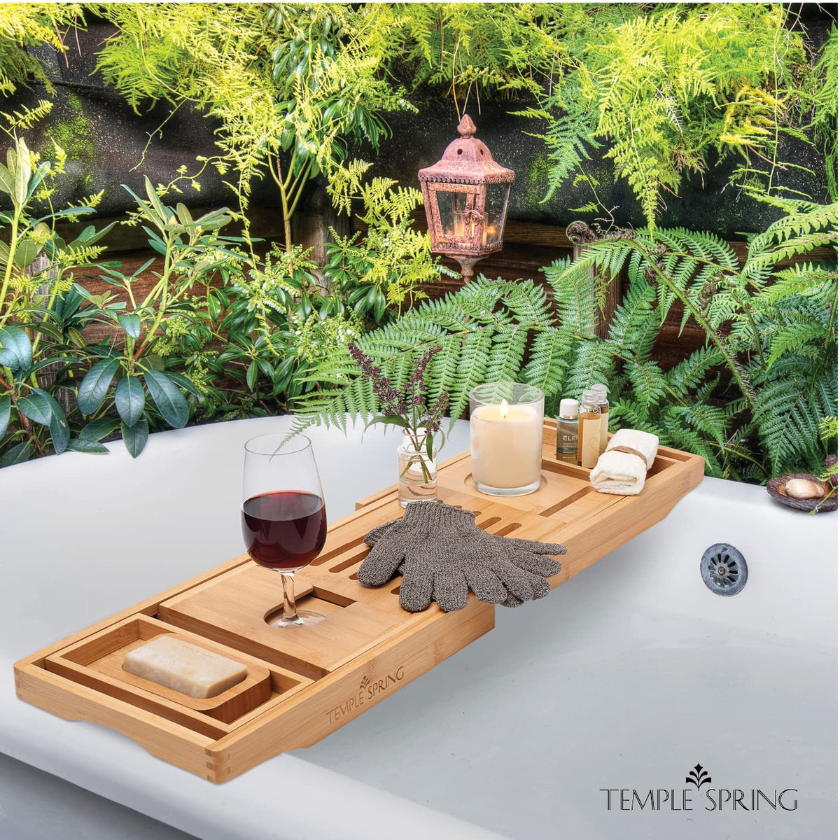 Temple Spring face cloth included for cleansing during a spa-worthy soak.