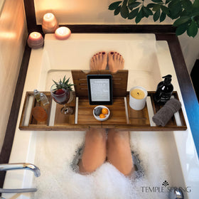 Temple Spring eco-friendly acacia tray with water-resistant finish for everyday use.