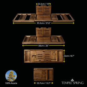 Temple Spring wine holder on bath tray for a relaxed, elegant soak.