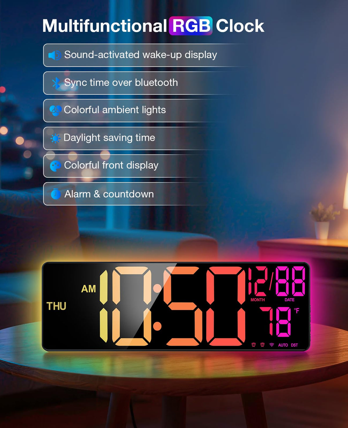 Tempospark Bluetooth-sync digital clock with remote for easy time updates