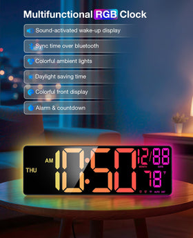Tempospark Bluetooth-sync digital clock with remote for easy time updates