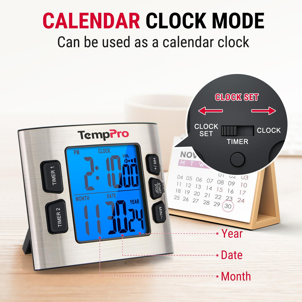 TempPro TM02 adjustable alarm volume for flexible reminders.