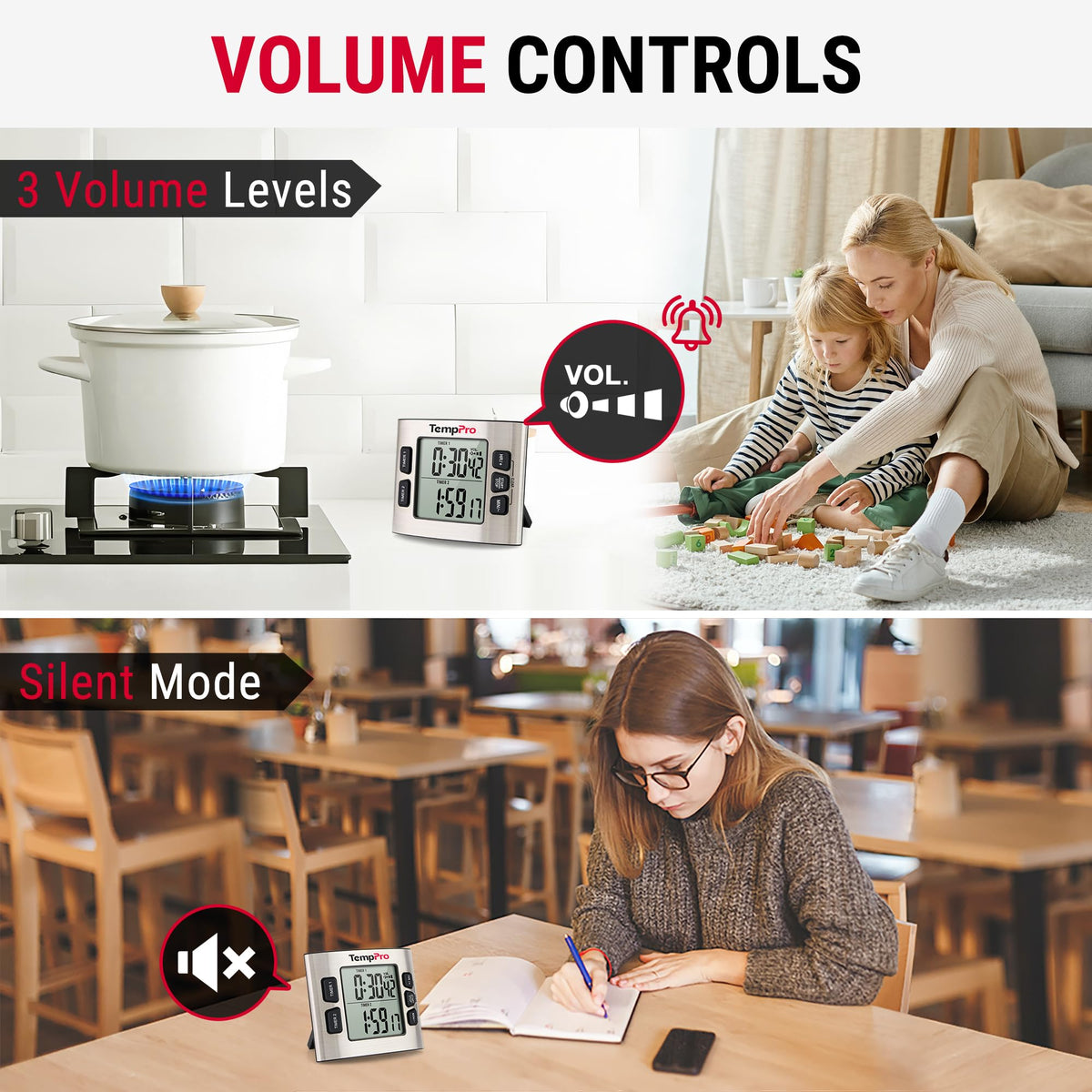 TempPro TM02 calendar clock mode for easy classroom scheduling.