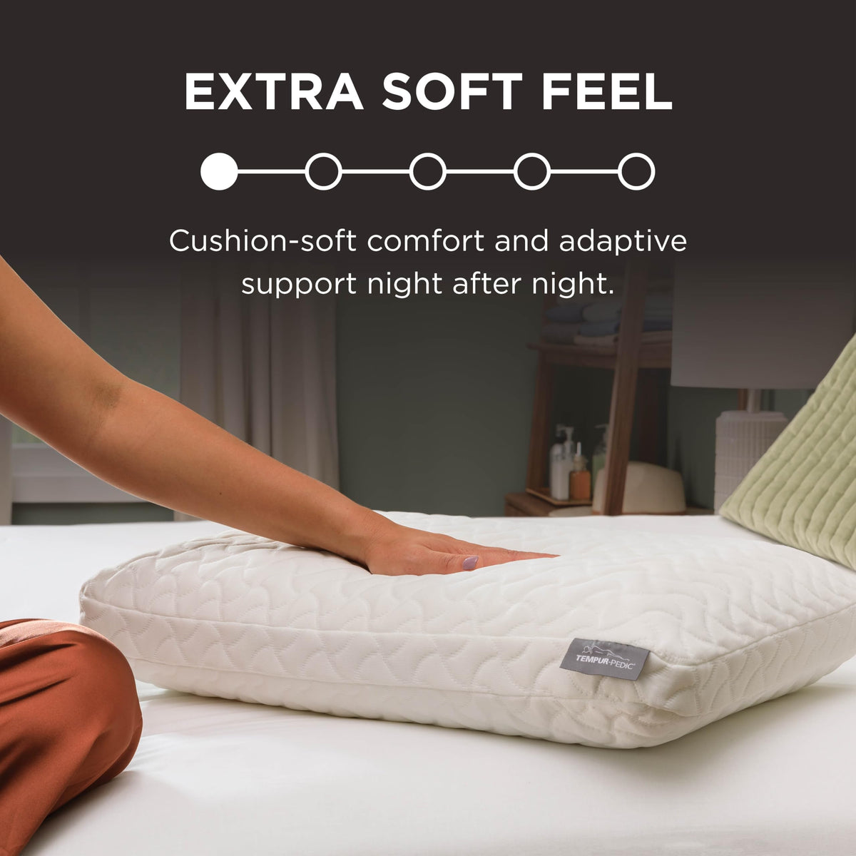 Tempur-Pedic Cloud Pillow back view emphasizing even support.