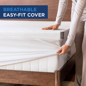 Tempur-Pedic Cloud Topper on queen bed adds immediate comfort.