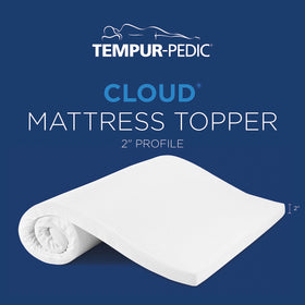 Tempur-Pedic Cloud Topper removable cover shown for easy cleaning.
