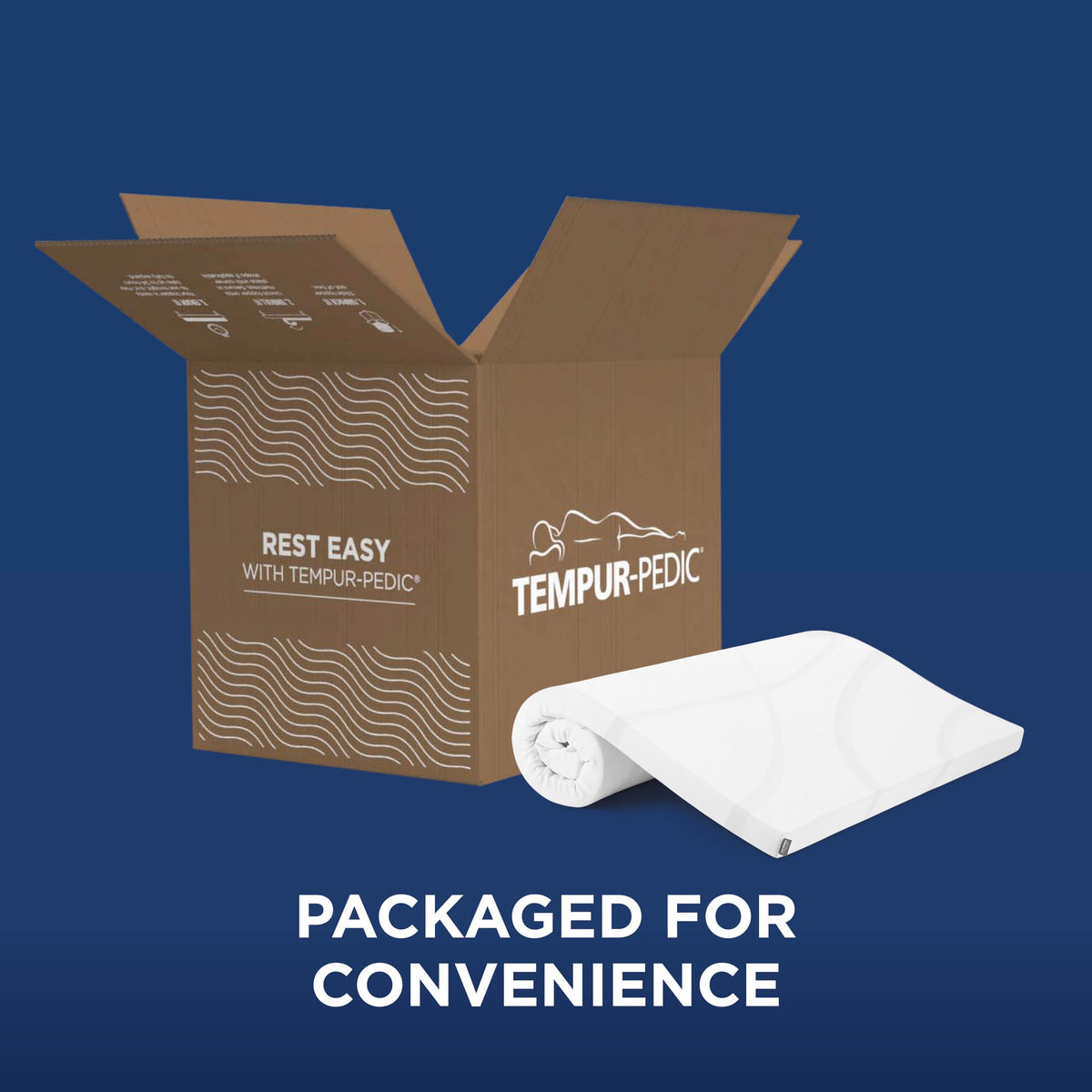 Tempur-Pedic machine-washable cover suggests easy cleaning and ongoing freshness