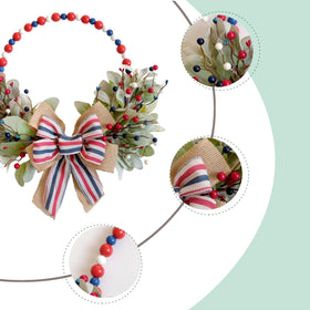 TEMPUS independence wreath greenery leaves closeup highlighting durable polyester foliage.