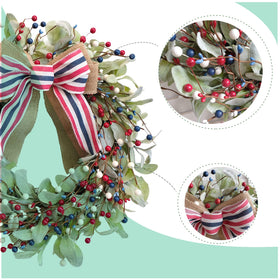 TEMPUS wreath berries red white blue highlight festive color accents for entryways.