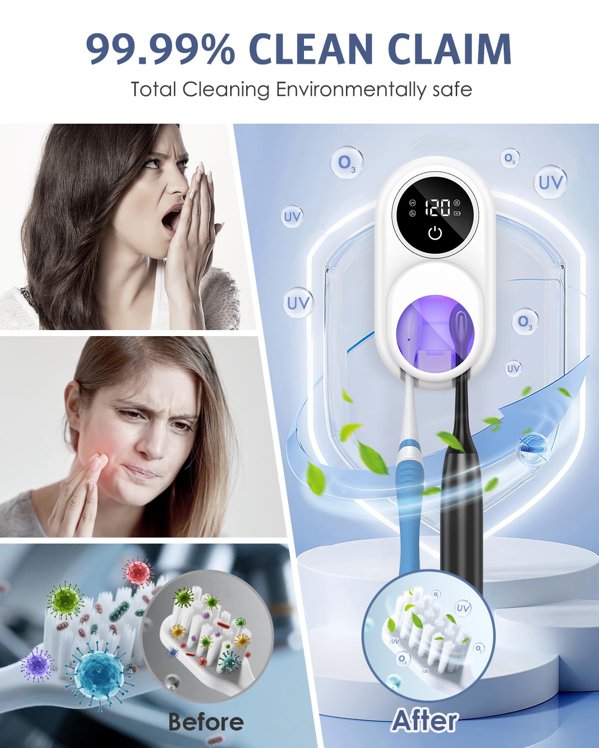 Temracha dual-mode cleaning and drying cycle visualized via icons on the LED panel