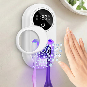 Temracha toothbrush sanitizer holder front view showing sleek wall-mount design for easy bathroom organization