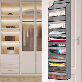 TEMUORG six-layer organizer with nearly 9 inch shelf height for roomy storage.