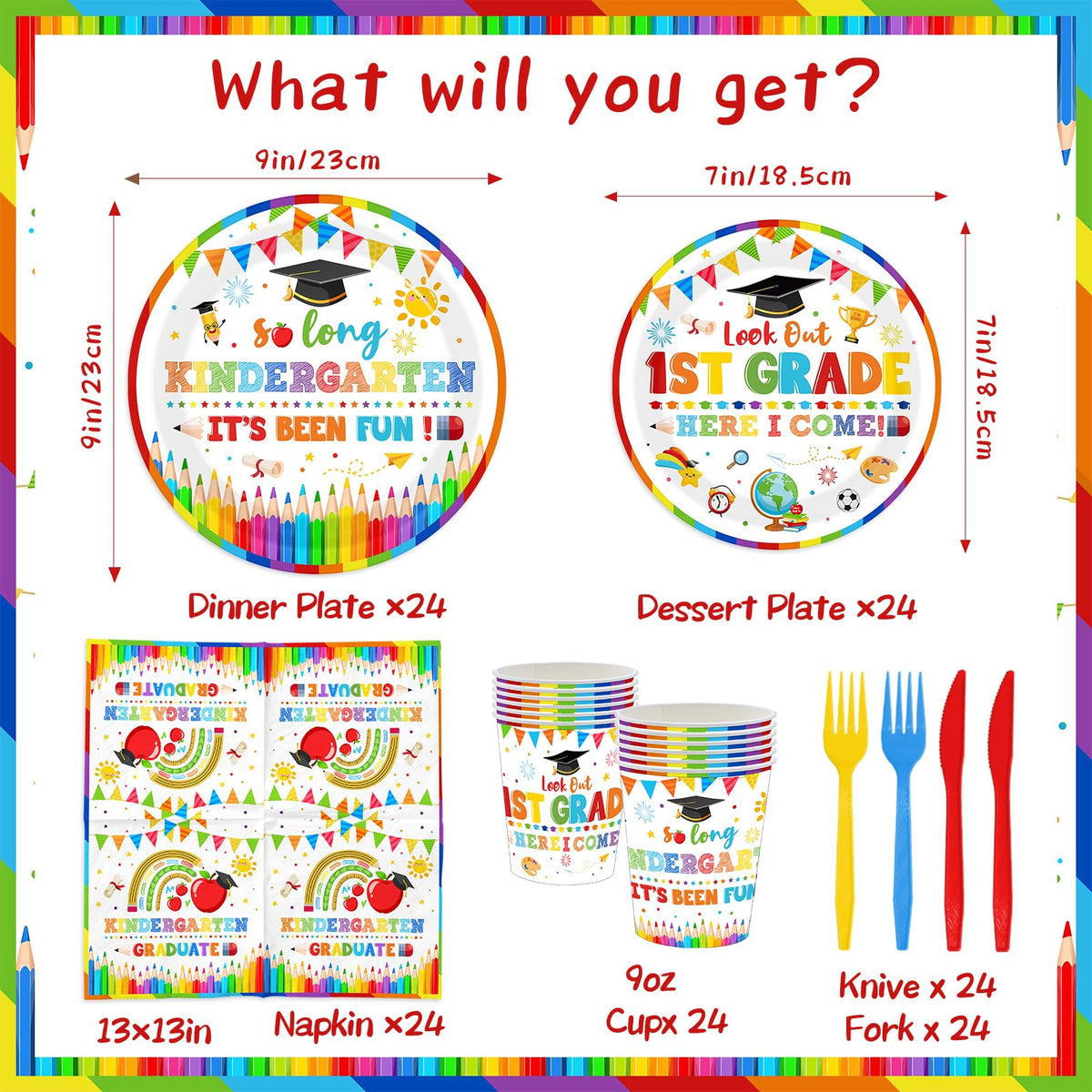 TEMYAXU Kindergarten graduate napkins coordinate with plates for a polished tablescape.