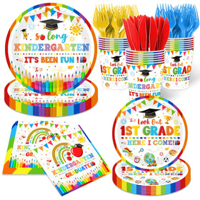 TEMYAXU So Long Its Been Fun plates add festive color to kindergarten graduation celebrations.