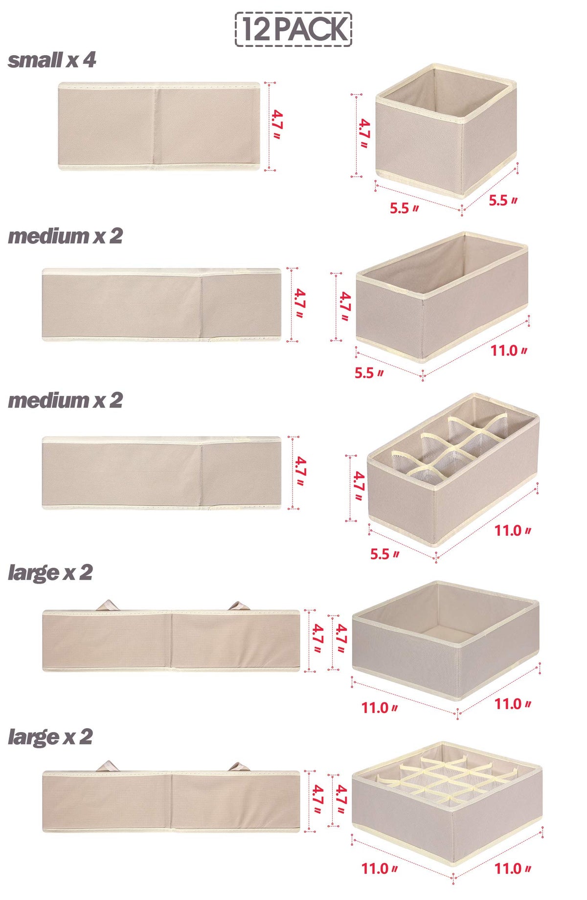Tenabort beige storage bin inside a drawer for easy access and organization.