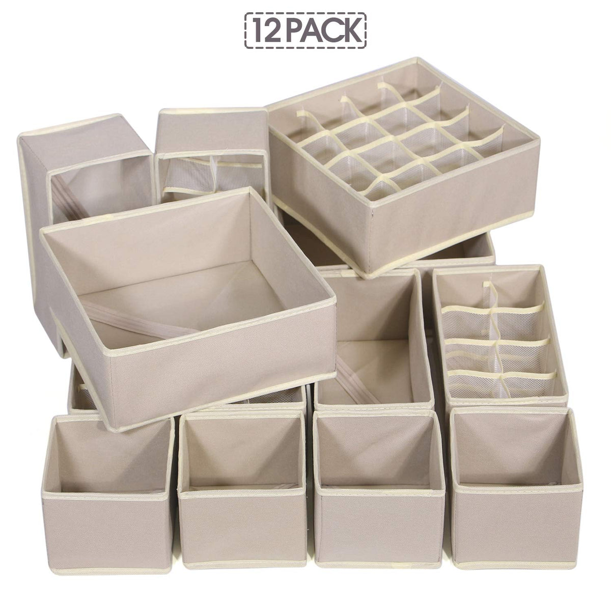 Tenabort beige dresser-top organization showing versatile storage in use.