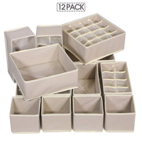 Tenabort beige dresser-top organization showing versatile storage in use.
