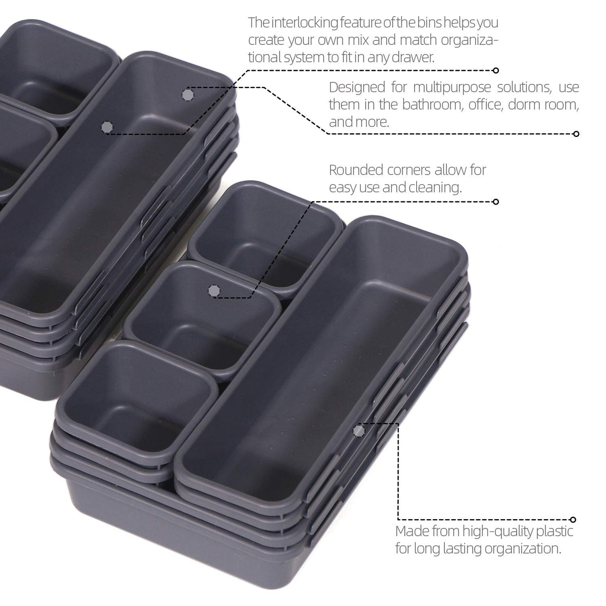 TENABORT durable plastic drawer dividers for daily use