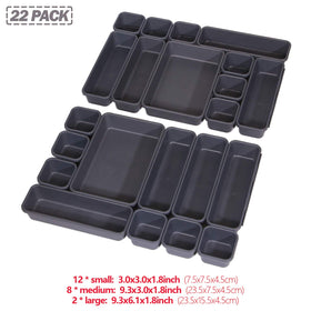 TENABORT interlocking drawer organizers with eight medium bins for versatile layout