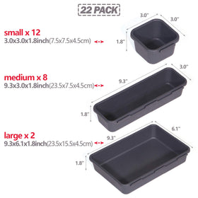 TENABORT interlocking drawer organizers with twelve small bins for compact items