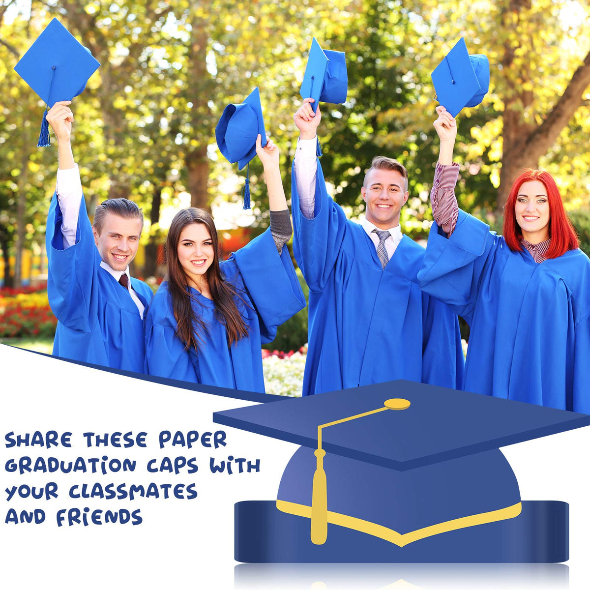Tenare blue graduation hat designed for pretend play and party decor