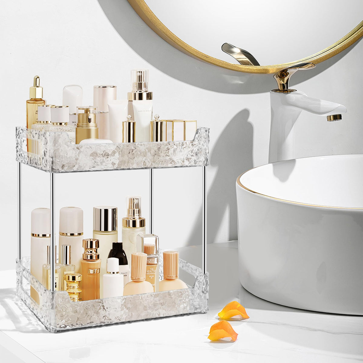 TENDER EPOCH bathroom countertop shelf, sturdy, water-resistant for daily use.