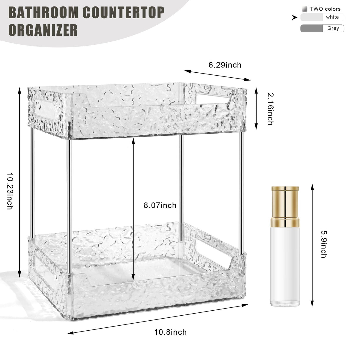 TENDER EPOCH vanity tray for makeup, two-tier design, items visible at a glance.