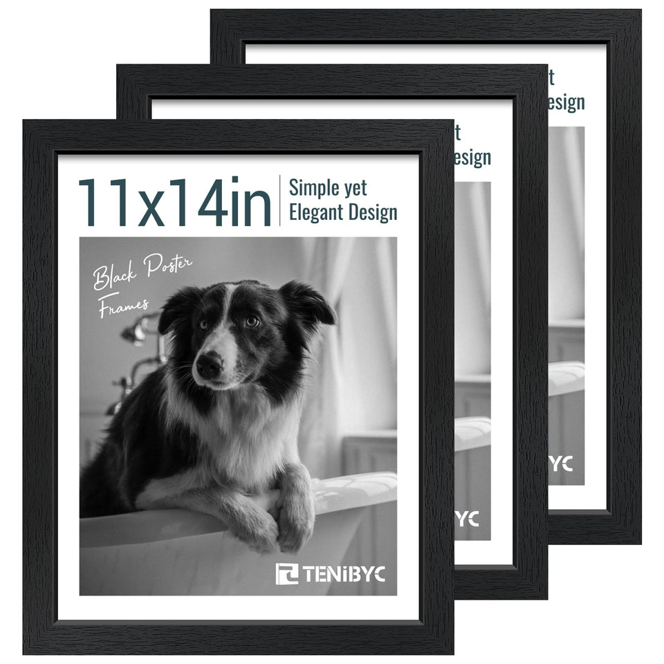TENIBYC 11x14 textured black wood frame enhances decor and memories.