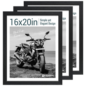 TENIBYC 16x20 frame front view in black woodgrain highlights a modern display for photos.
