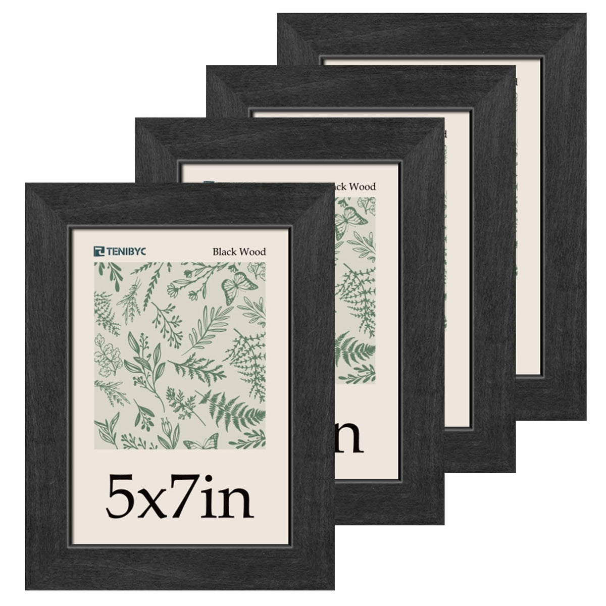 TENIBYC 5x7 black wood frame perfect for wall display.