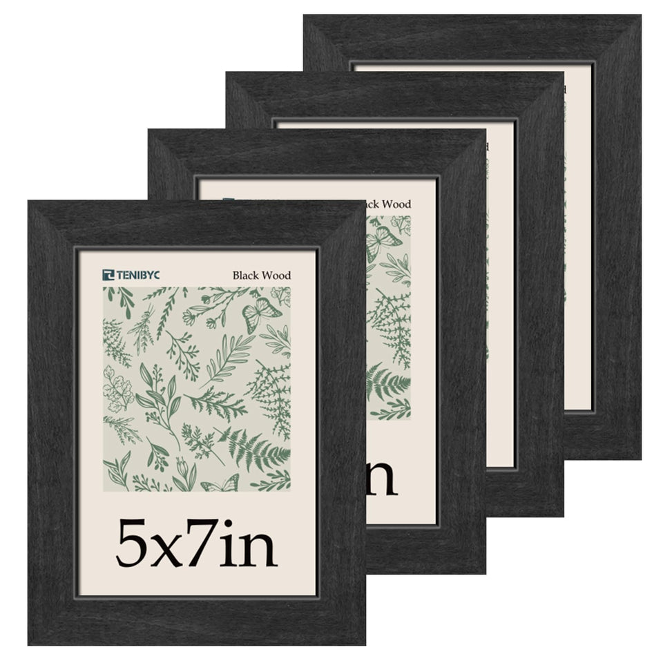 TENIBYC 5x7 black wood frame perfect for wall display.