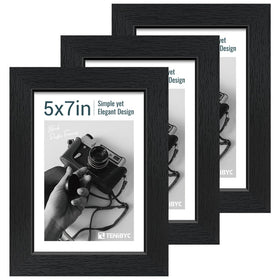TENIBYC 5x7 frame front view in black woodgrain showcases memories with refined protection.