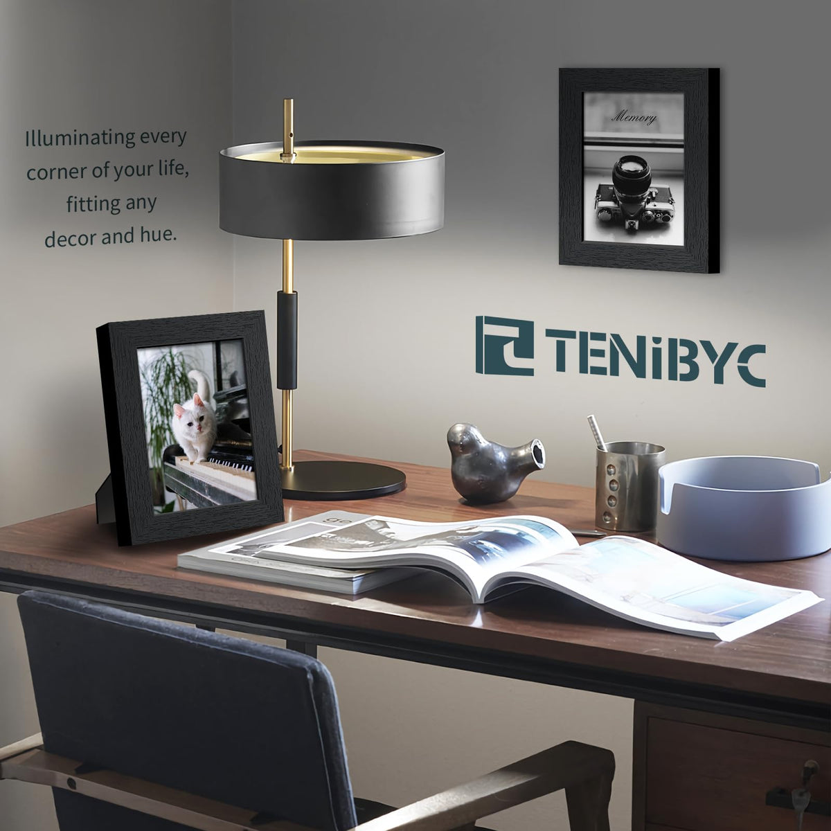 TENIBYC set of 3 frames on shelf highlights coordinated home decor options.