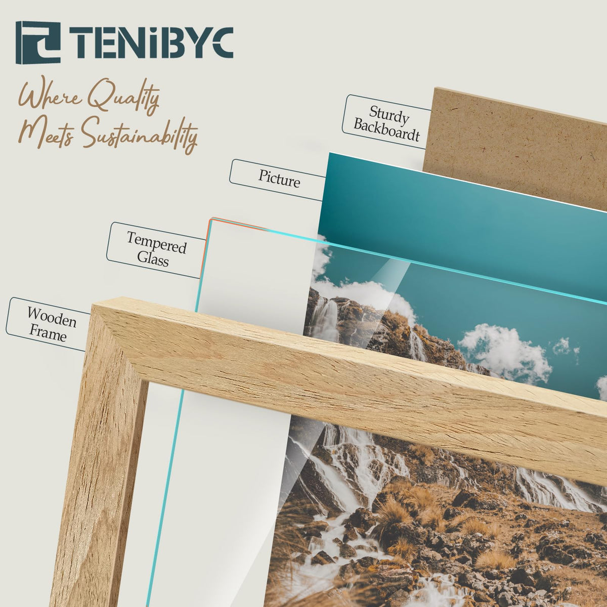 TENIBYC natural wood grain adds subtle elegance to decor.