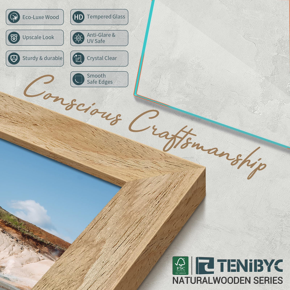 TENIBYC 5x7 frame suited for table or wall display in any room.