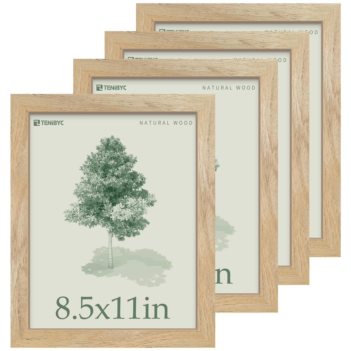 TENIBYC 8.5x11 wooden frame on wall highlights natural grain for wall display